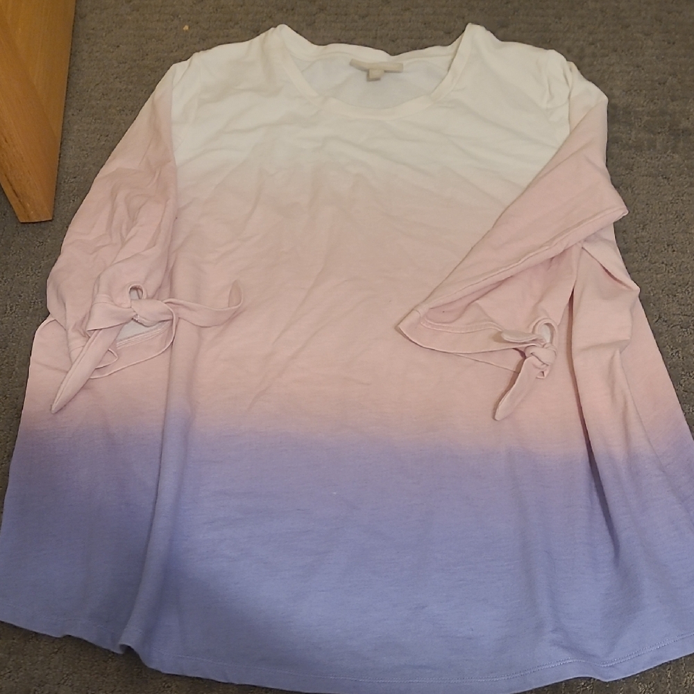 Woman Within Pink and Purple Ombre Long Sleeve Top